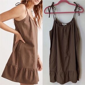 Madewell Brown Tie Shoulder Sundress